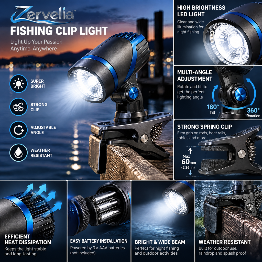 Clip-on night fishing light