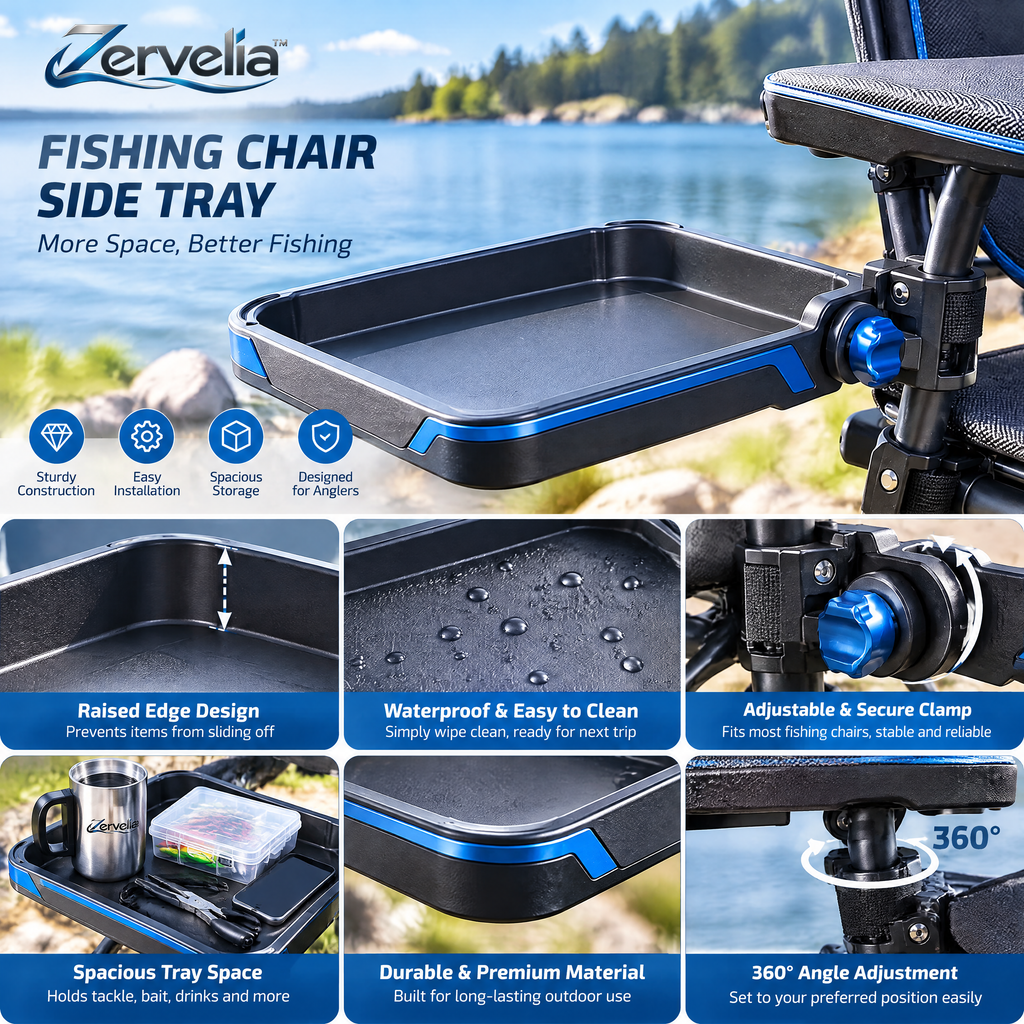 Fishing chair side tray