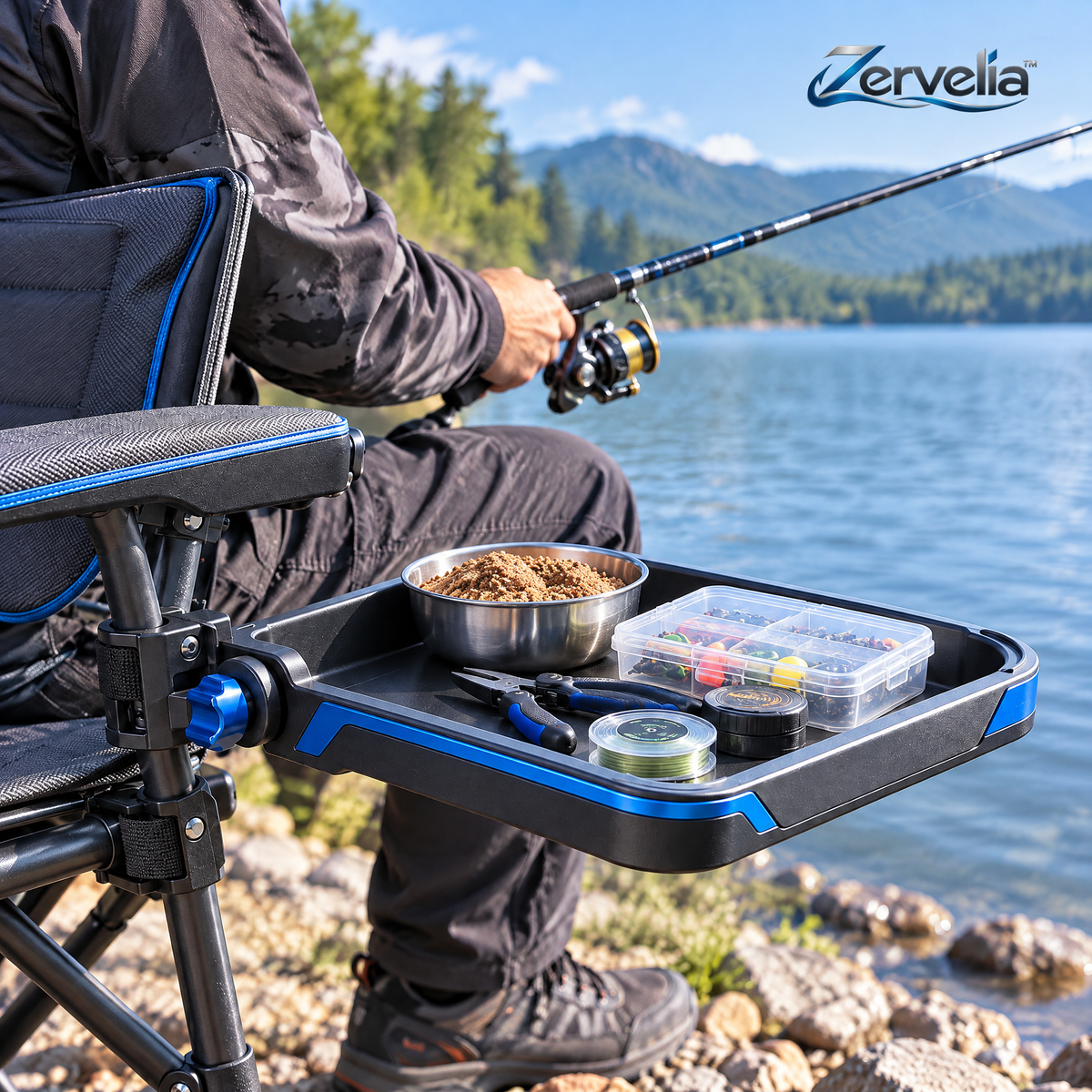 Fishing chair side tray