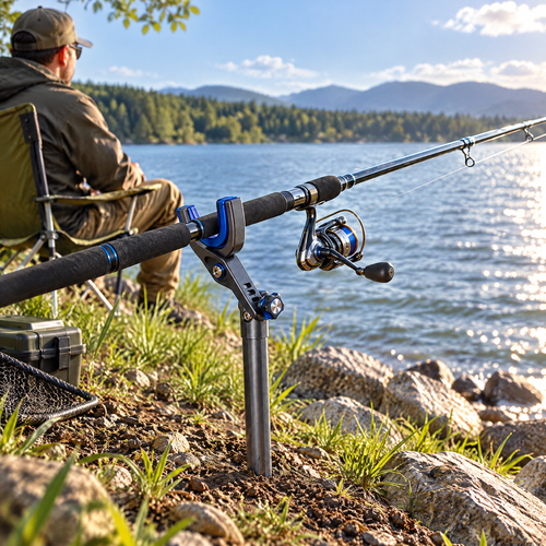 Bank-side fishing rod holder