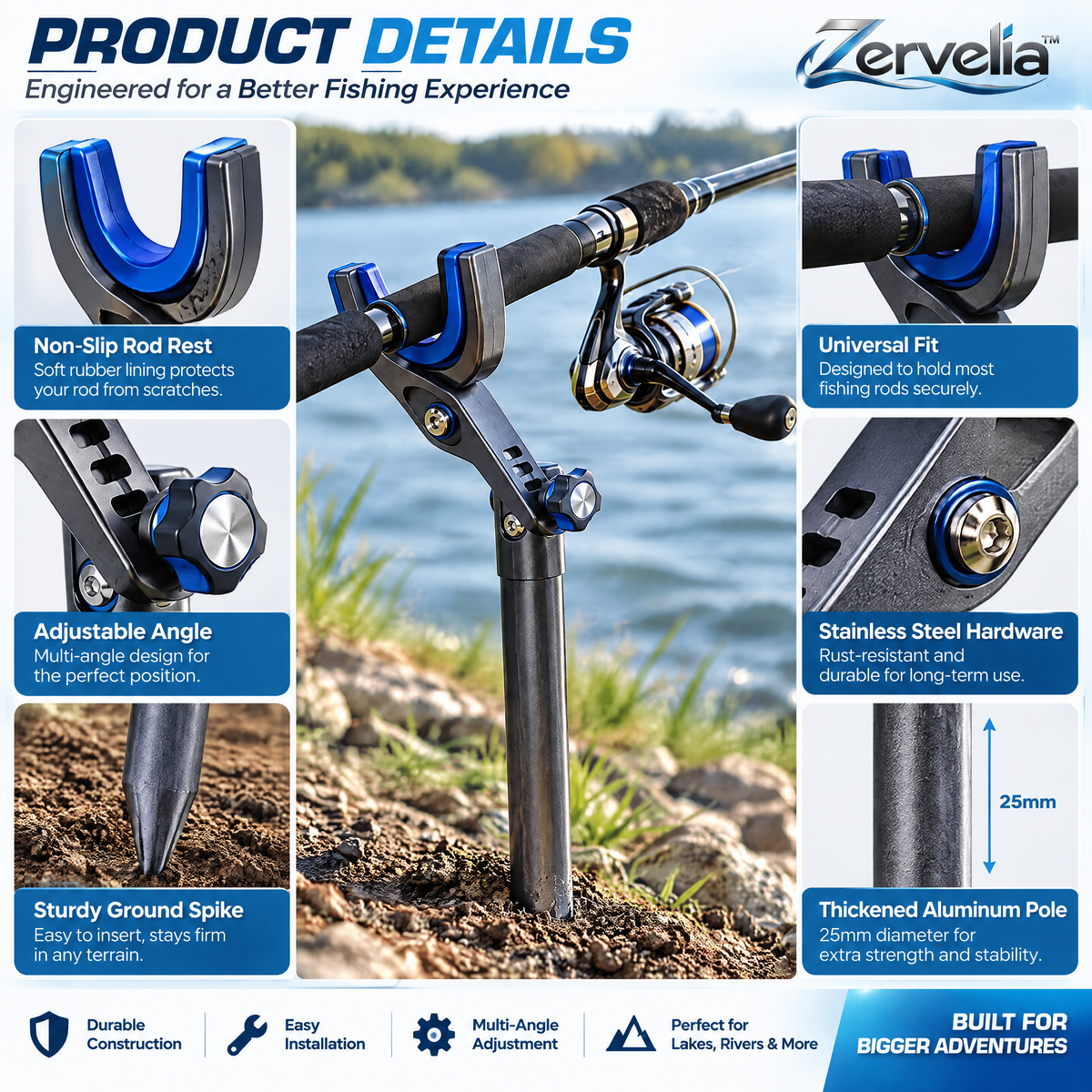 Bank-side fishing rod holder