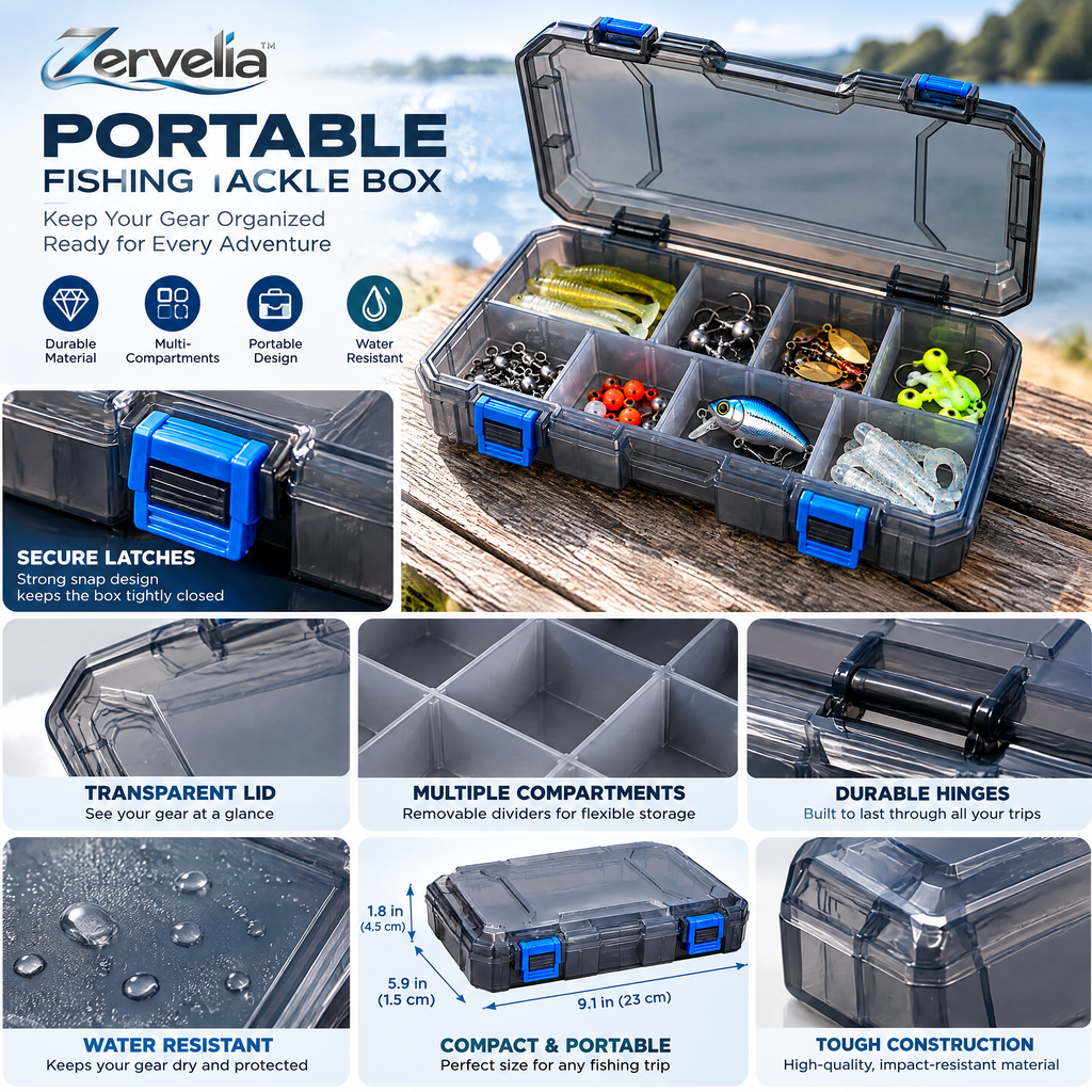 Portable fishing tackle box