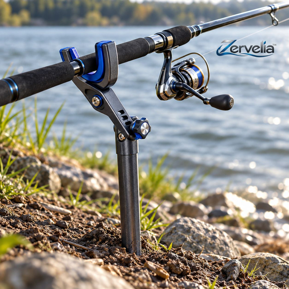 Bank-side fishing rod holder