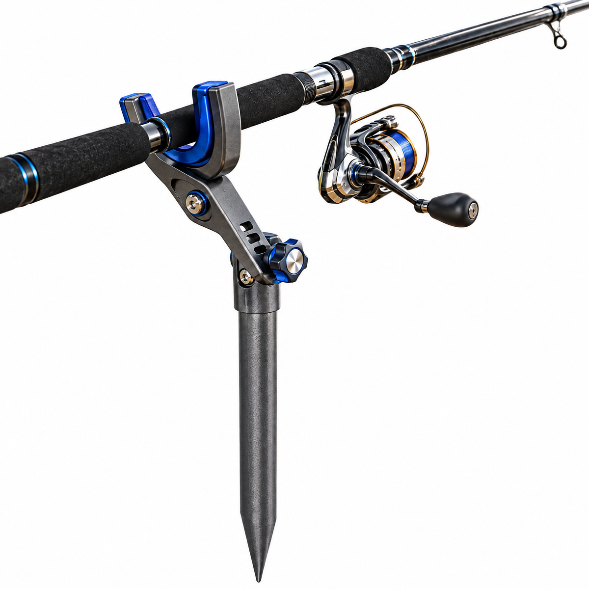 Bank-side fishing rod holder