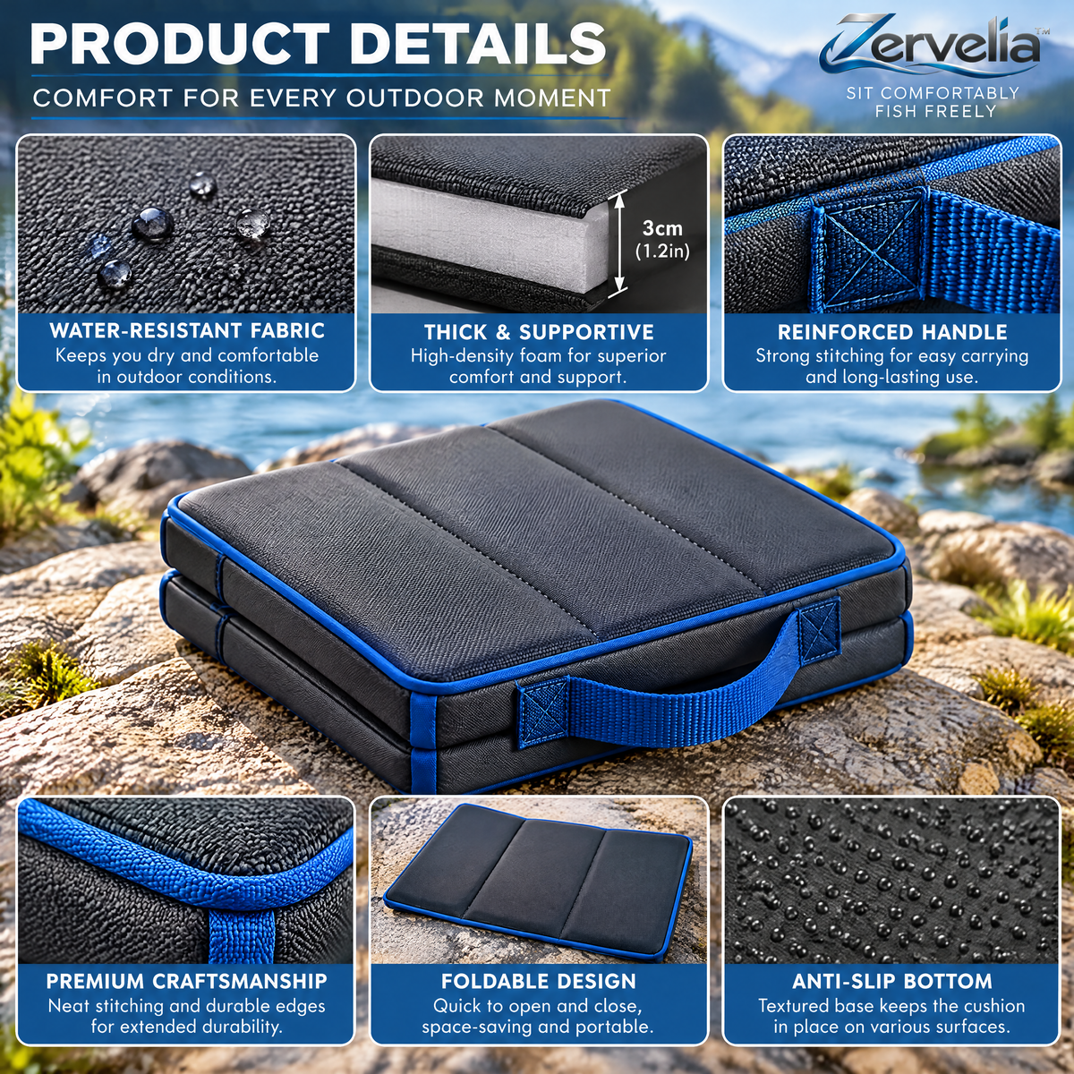Foldable fishing seat cushion